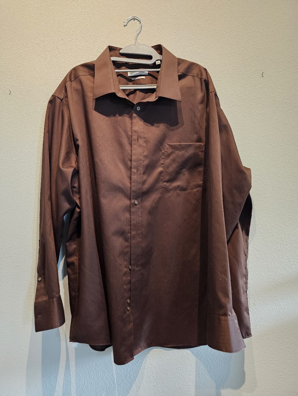 Joseph Abboud Men's Brown Long-Sleeve Slim Fit Dress Shirt 19 34/35